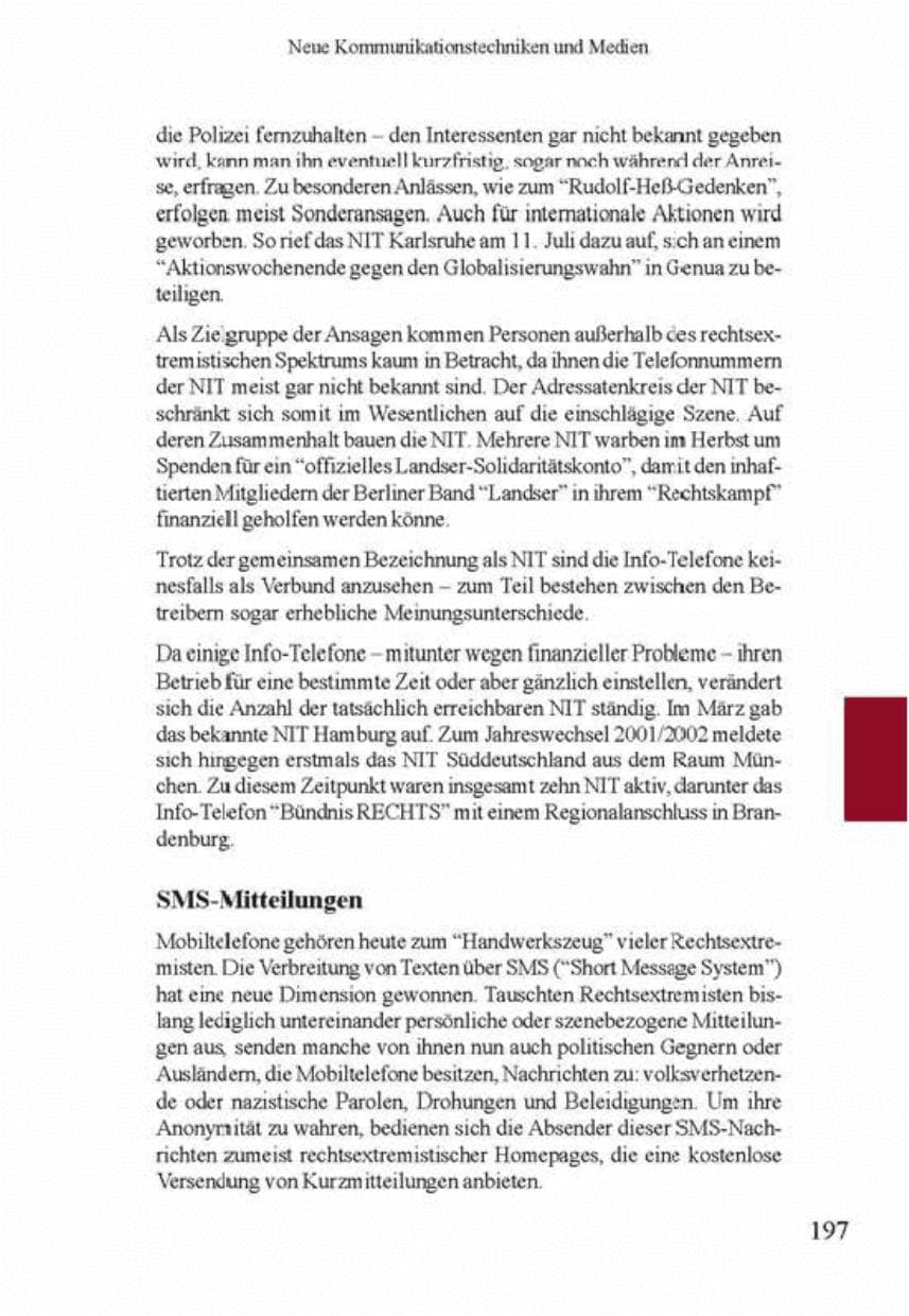 Seite 201 des Verfassungsschutzbericht 2001 Brandenburg