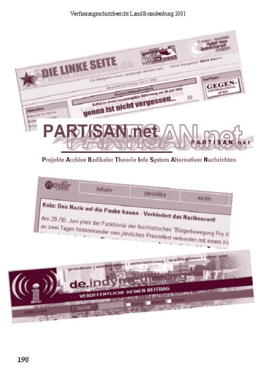 Seite 202 des Verfassungsschutzbericht 2001 Brandenburg