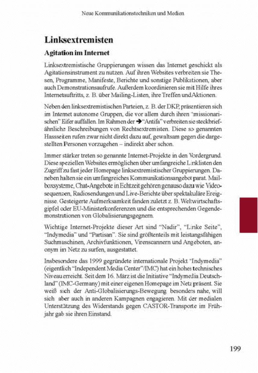 Seite 203 des Verfassungsschutzbericht 2001 Brandenburg
