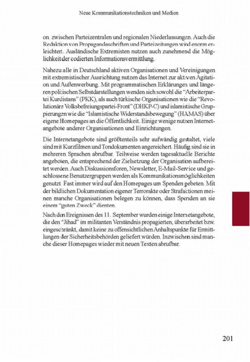 Seite 205 des Verfassungsschutzbericht 2001 Brandenburg
