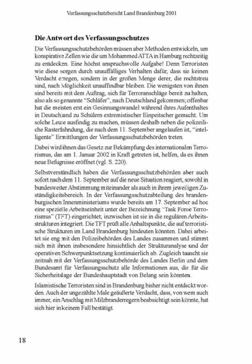 Seite 22 des Verfassungsschutzbericht 2001 Brandenburg