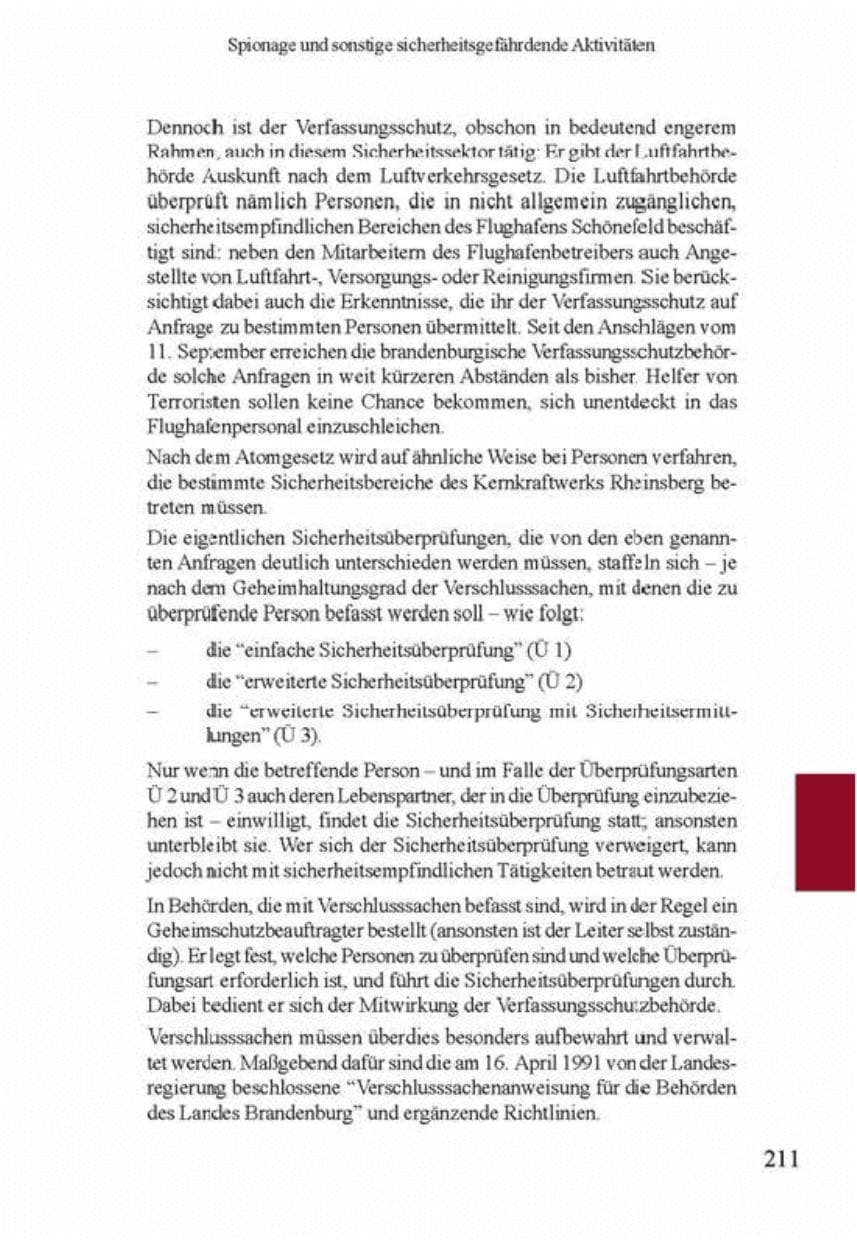 Seite 215 des Verfassungsschutzbericht 2001 Brandenburg