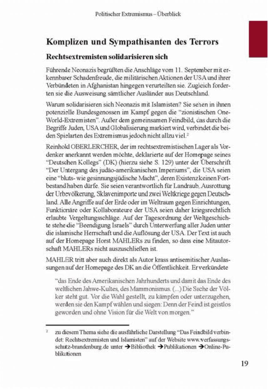 Seite 23 des Verfassungsschutzbericht 2001 Brandenburg