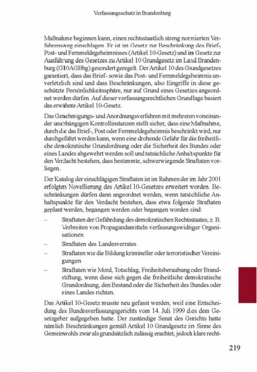 Seite 223 des Verfassungsschutzbericht 2001 Brandenburg
