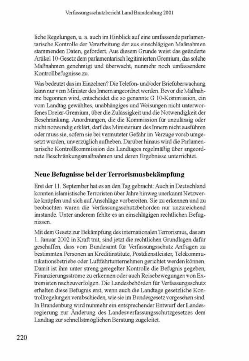 Seite 224 des Verfassungsschutzbericht 2001 Brandenburg