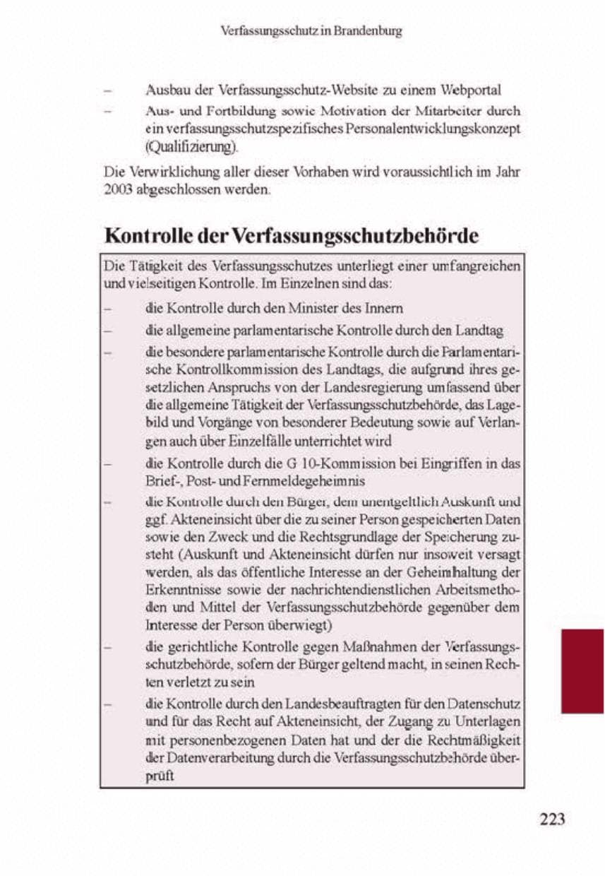 Seite 227 des Verfassungsschutzbericht 2001 Brandenburg