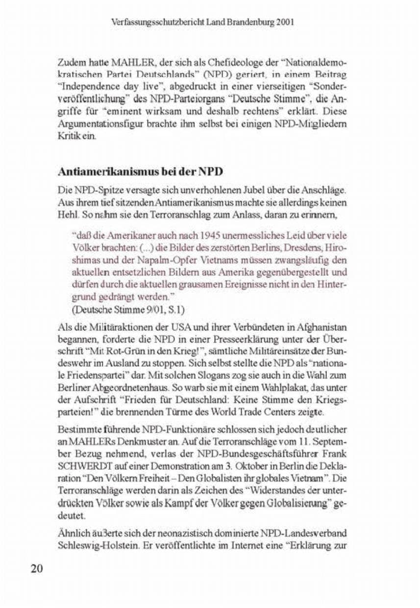 Seite 24 des Verfassungsschutzbericht 2001 Brandenburg