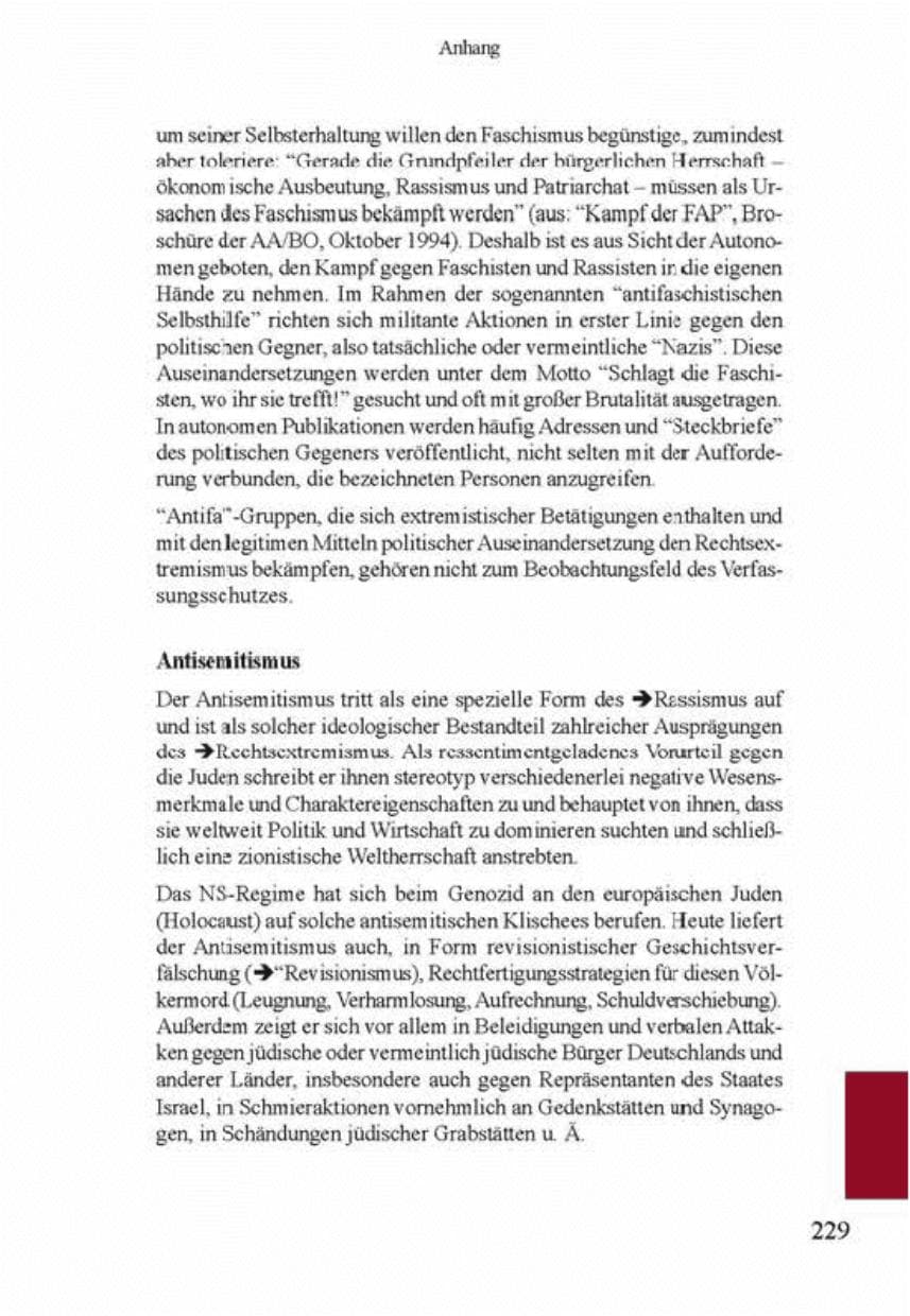 Seite 233 des Verfassungsschutzbericht 2001 Brandenburg