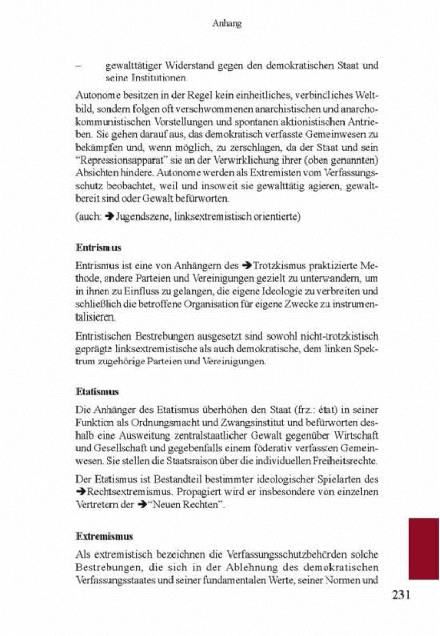 Seite 235 des Verfassungsschutzbericht 2001 Brandenburg