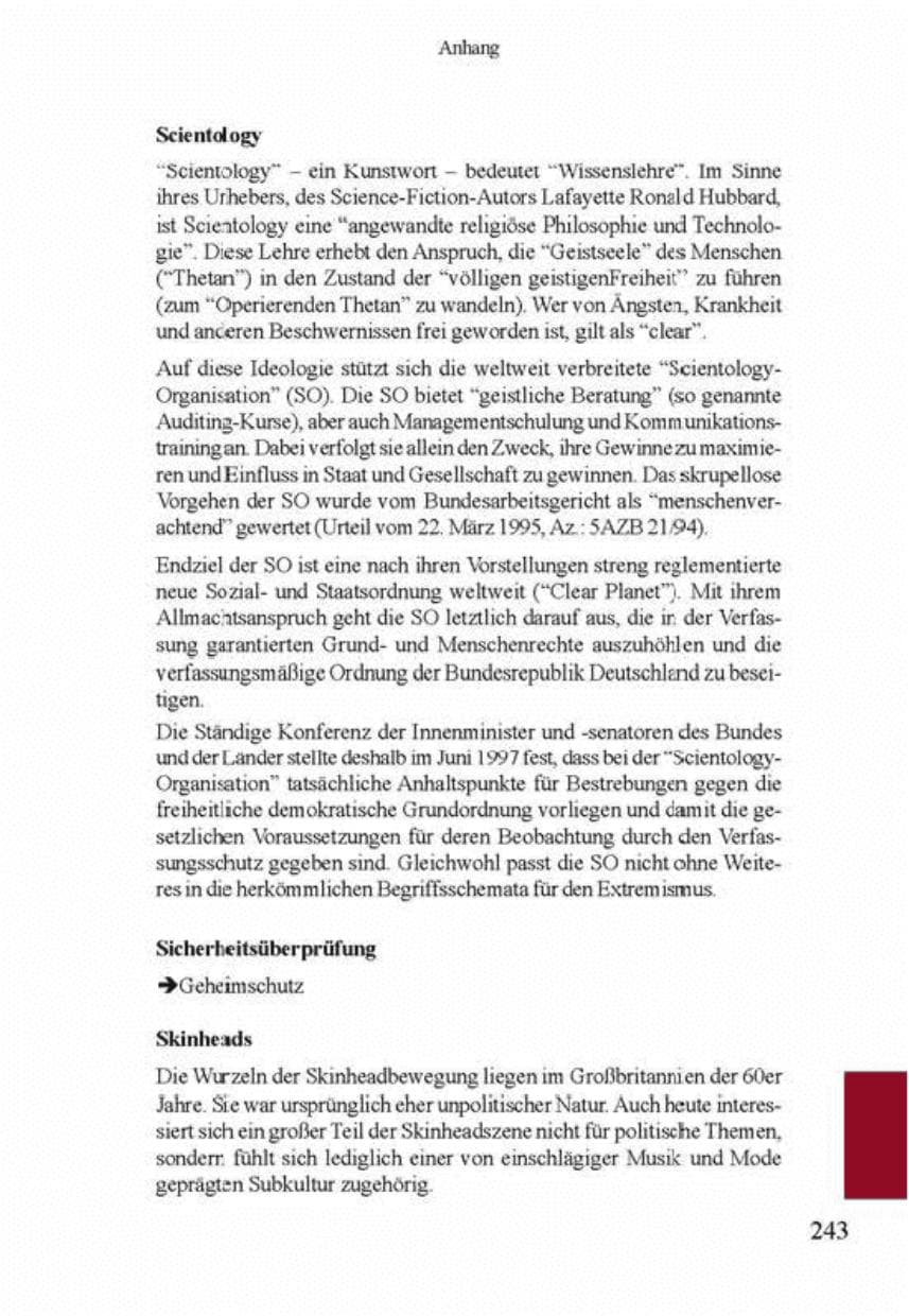 Seite 247 des Verfassungsschutzbericht 2001 Brandenburg