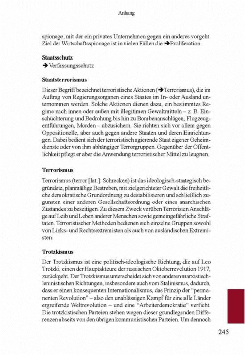 Seite 249 des Verfassungsschutzbericht 2001 Brandenburg