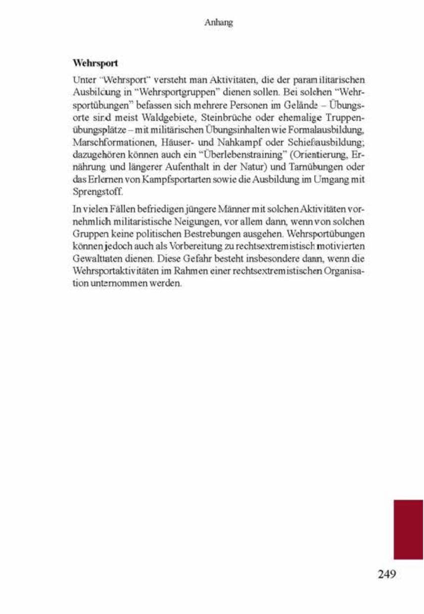 Seite 253 des Verfassungsschutzbericht 2001 Brandenburg