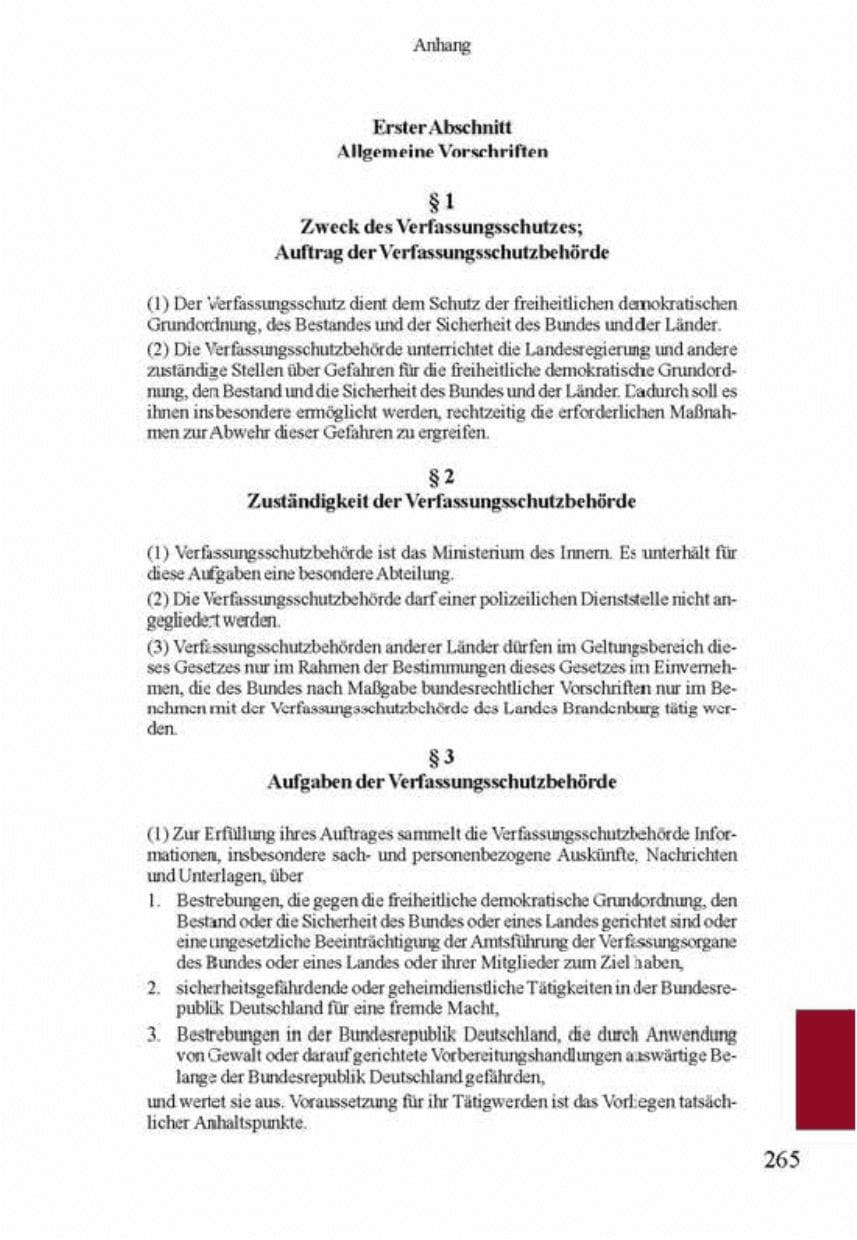 Seite 269 des Verfassungsschutzbericht 2001 Brandenburg