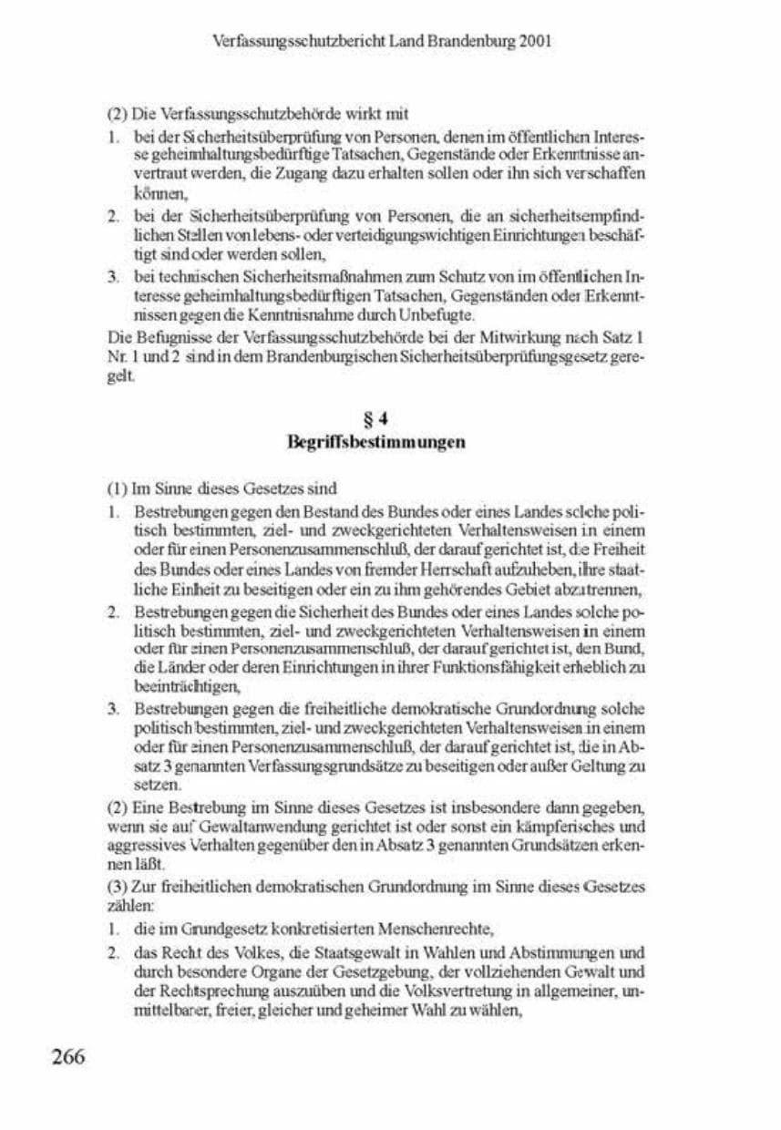 Seite 270 des Verfassungsschutzbericht 2001 Brandenburg