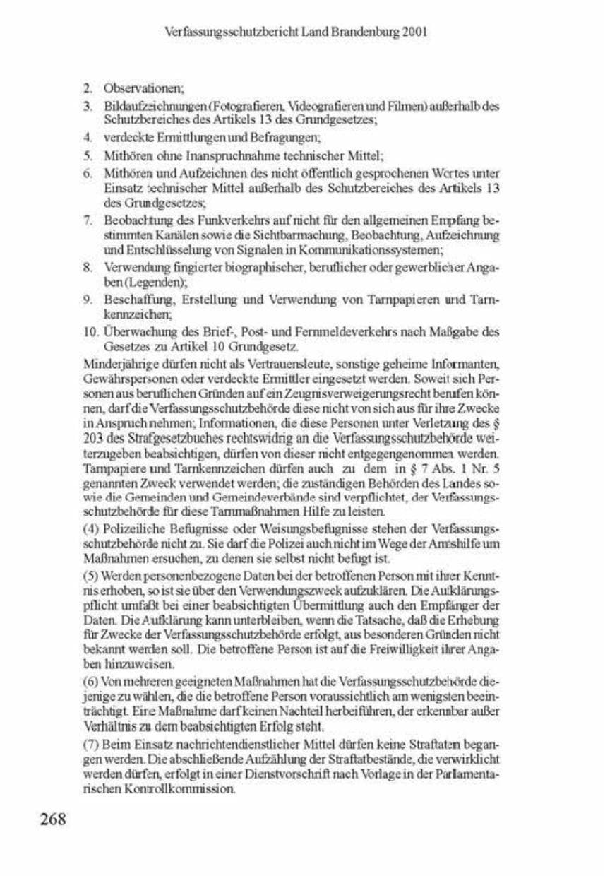 Seite 272 des Verfassungsschutzbericht 2001 Brandenburg