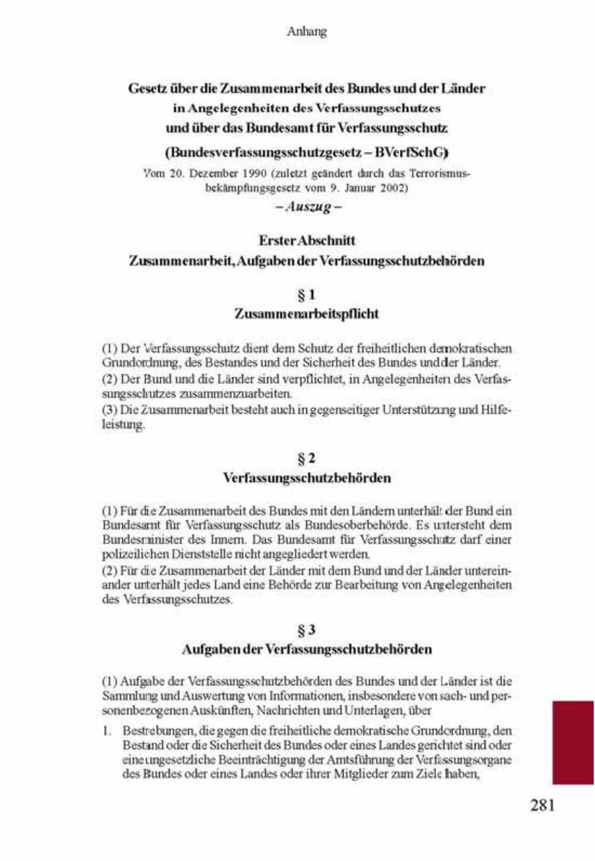 Seite 285 des Verfassungsschutzbericht 2001 Brandenburg