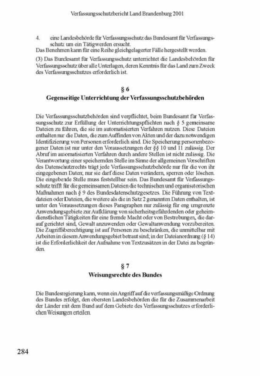 Seite 288 des Verfassungsschutzbericht 2001 Brandenburg
