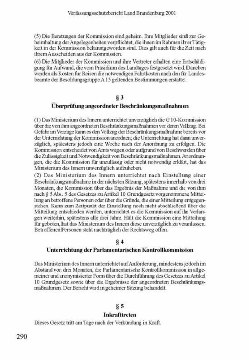Seite 294 des Verfassungsschutzbericht 2001 Brandenburg