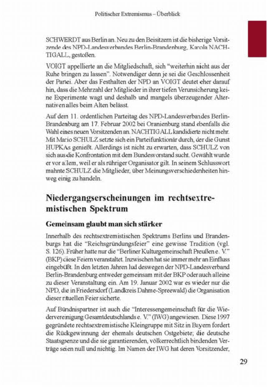Seite 33 des Verfassungsschutzbericht 2001 Brandenburg