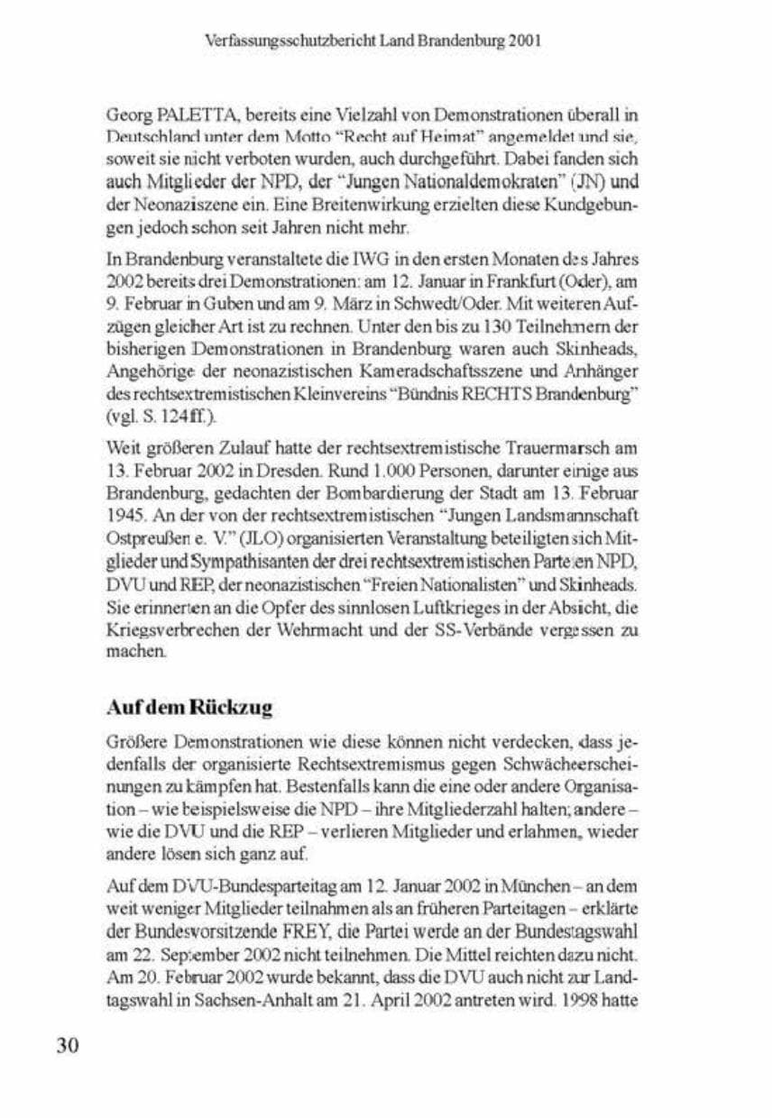 Seite 34 des Verfassungsschutzbericht 2001 Brandenburg