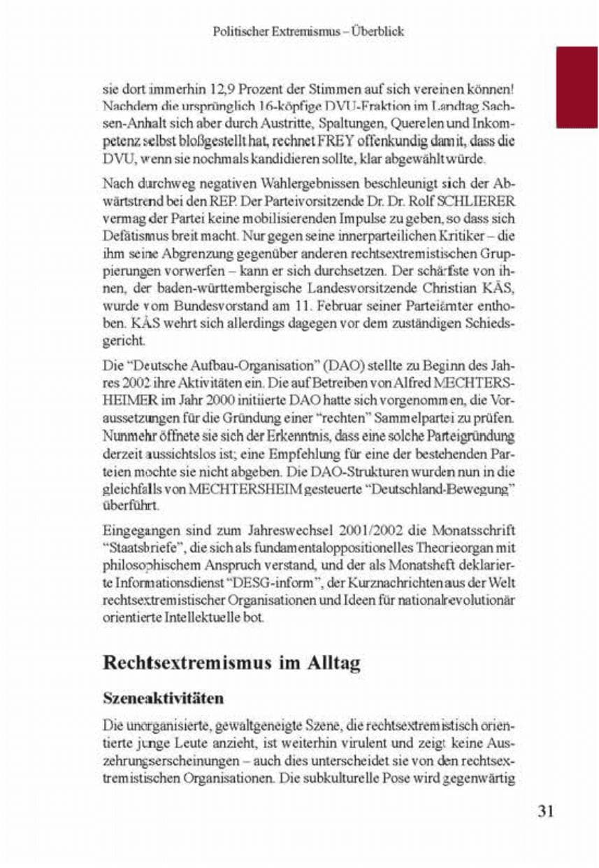 Seite 35 des Verfassungsschutzbericht 2001 Brandenburg