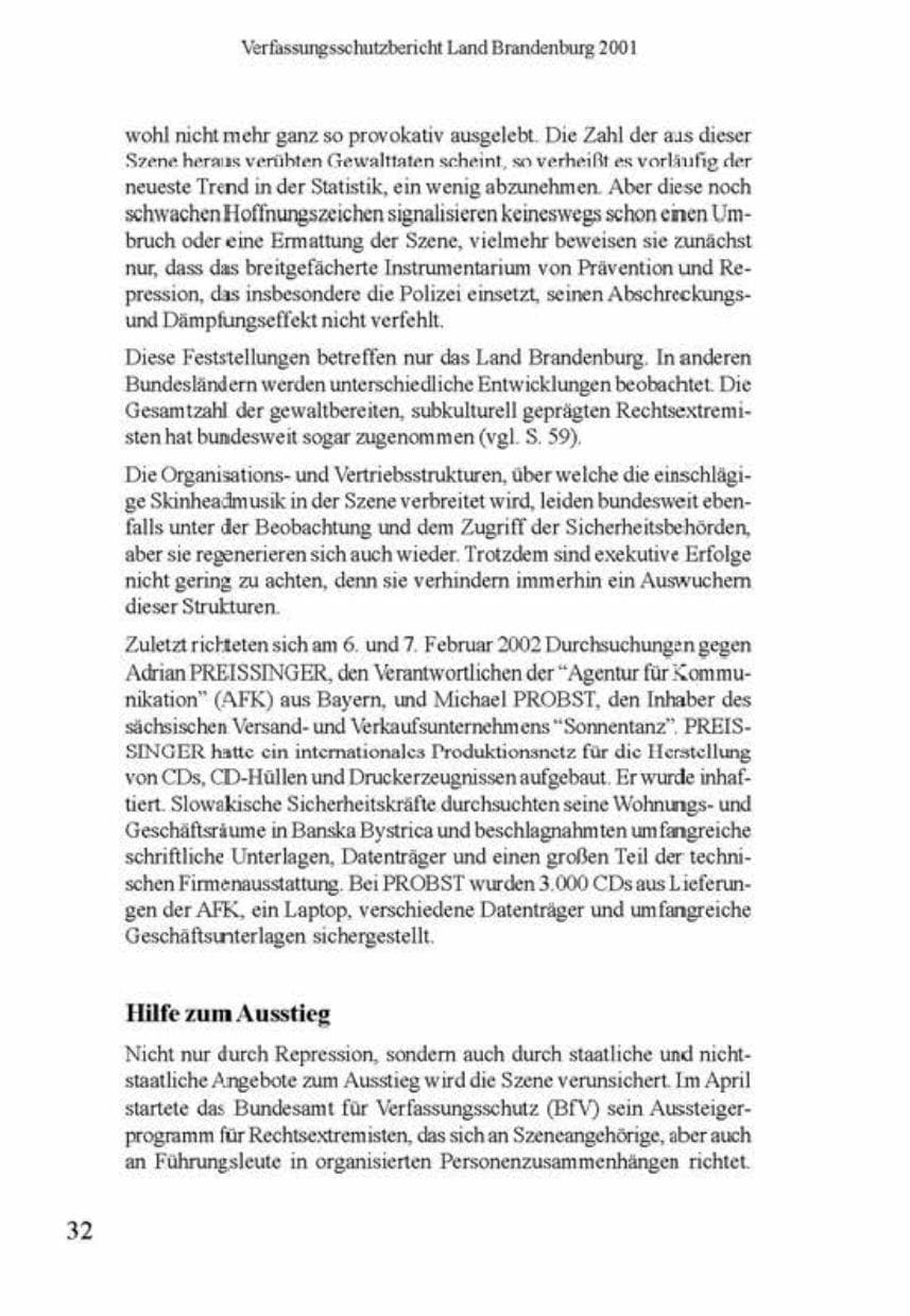 Seite 36 des Verfassungsschutzbericht 2001 Brandenburg