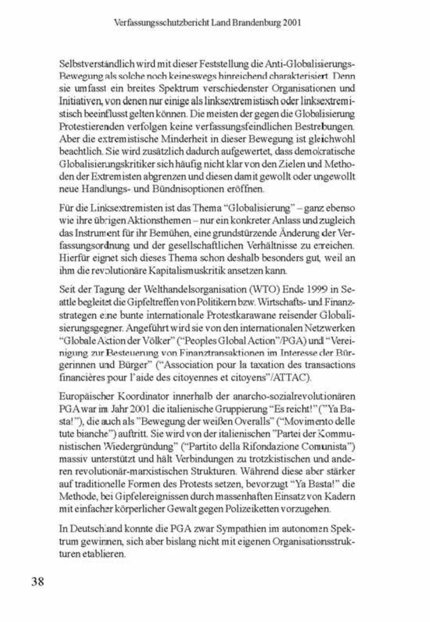 Seite 42 des Verfassungsschutzbericht 2001 Brandenburg