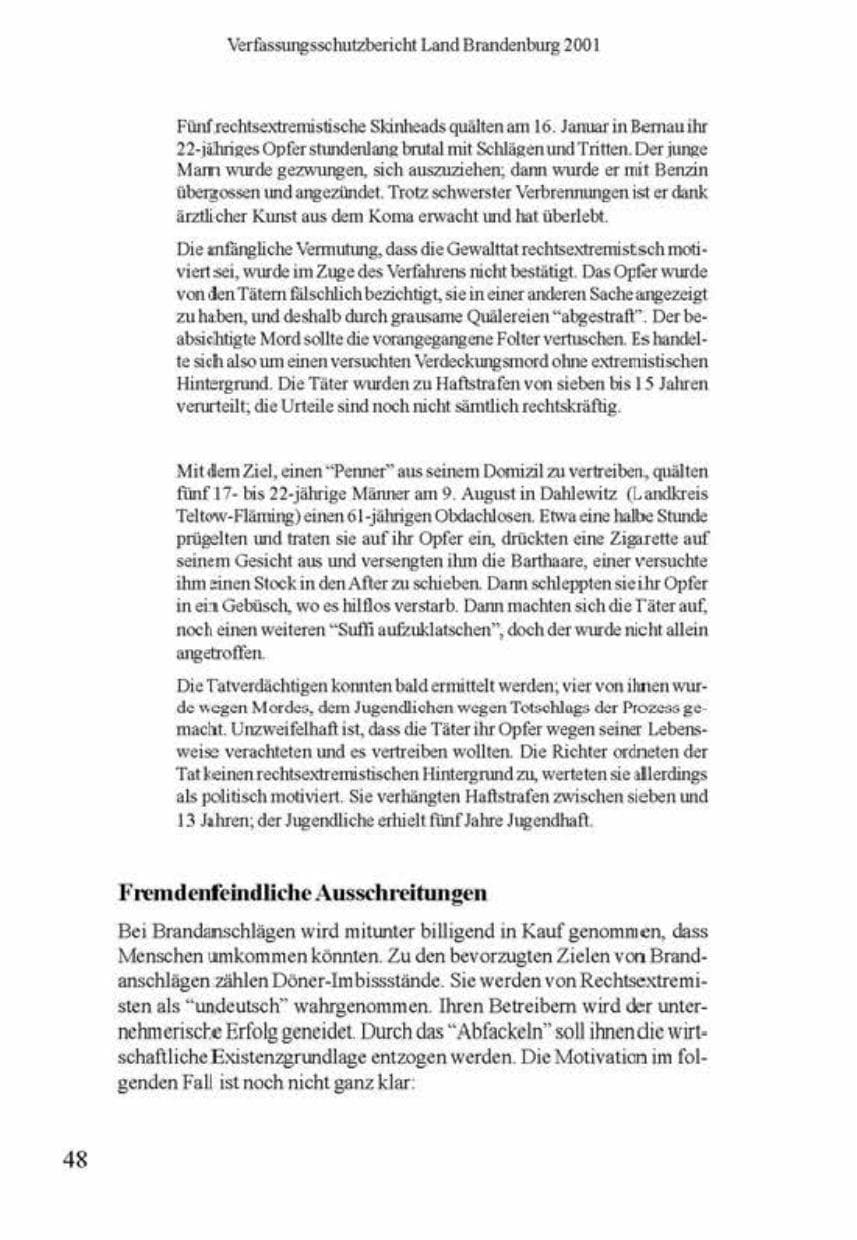 Seite 52 des Verfassungsschutzbericht 2001 Brandenburg