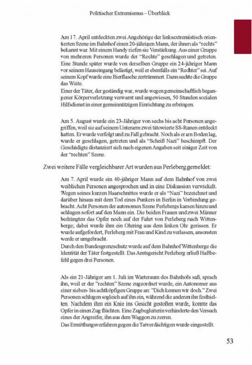 Seite 57 des Verfassungsschutzbericht 2001 Brandenburg