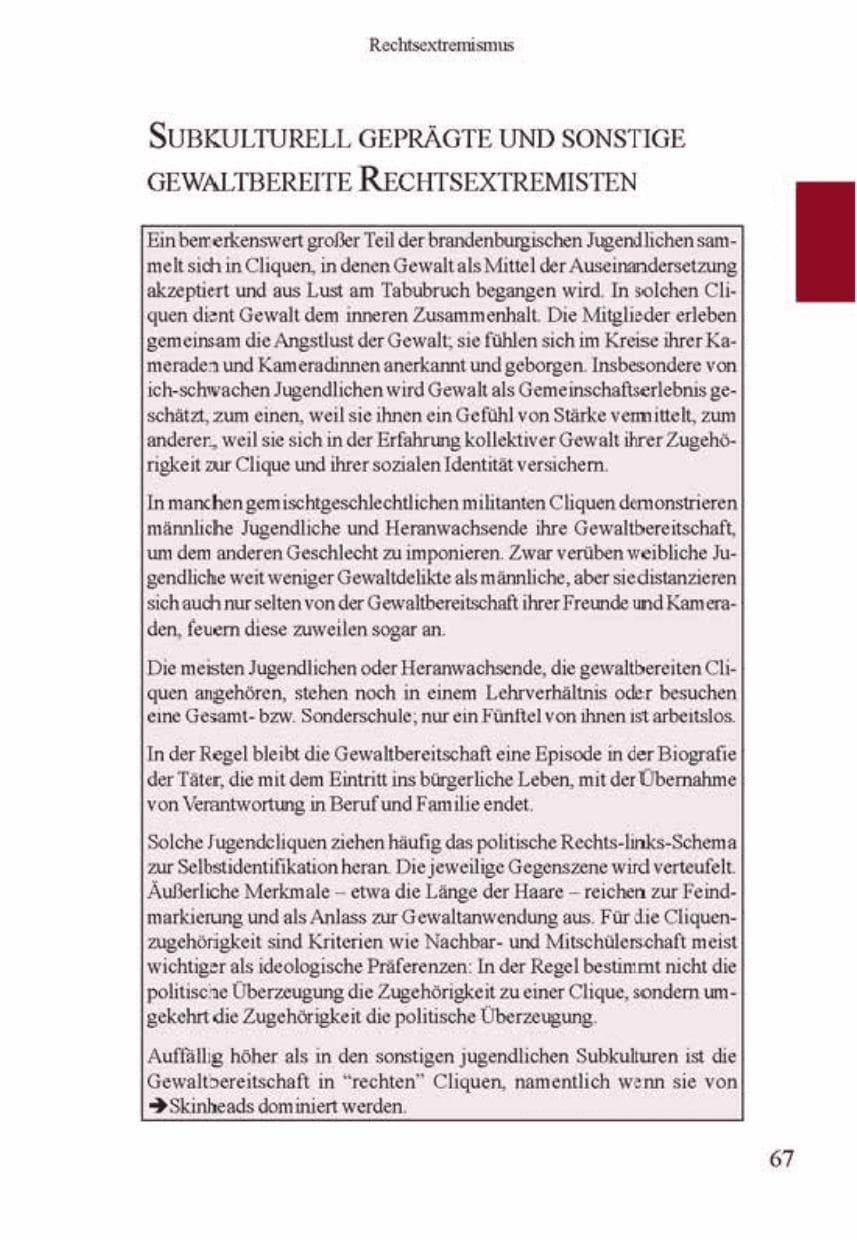 Seite 71 des Verfassungsschutzbericht 2001 Brandenburg