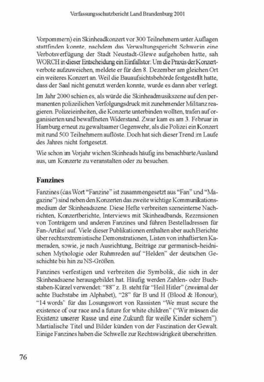 Seite 80 des Verfassungsschutzbericht 2001 Brandenburg