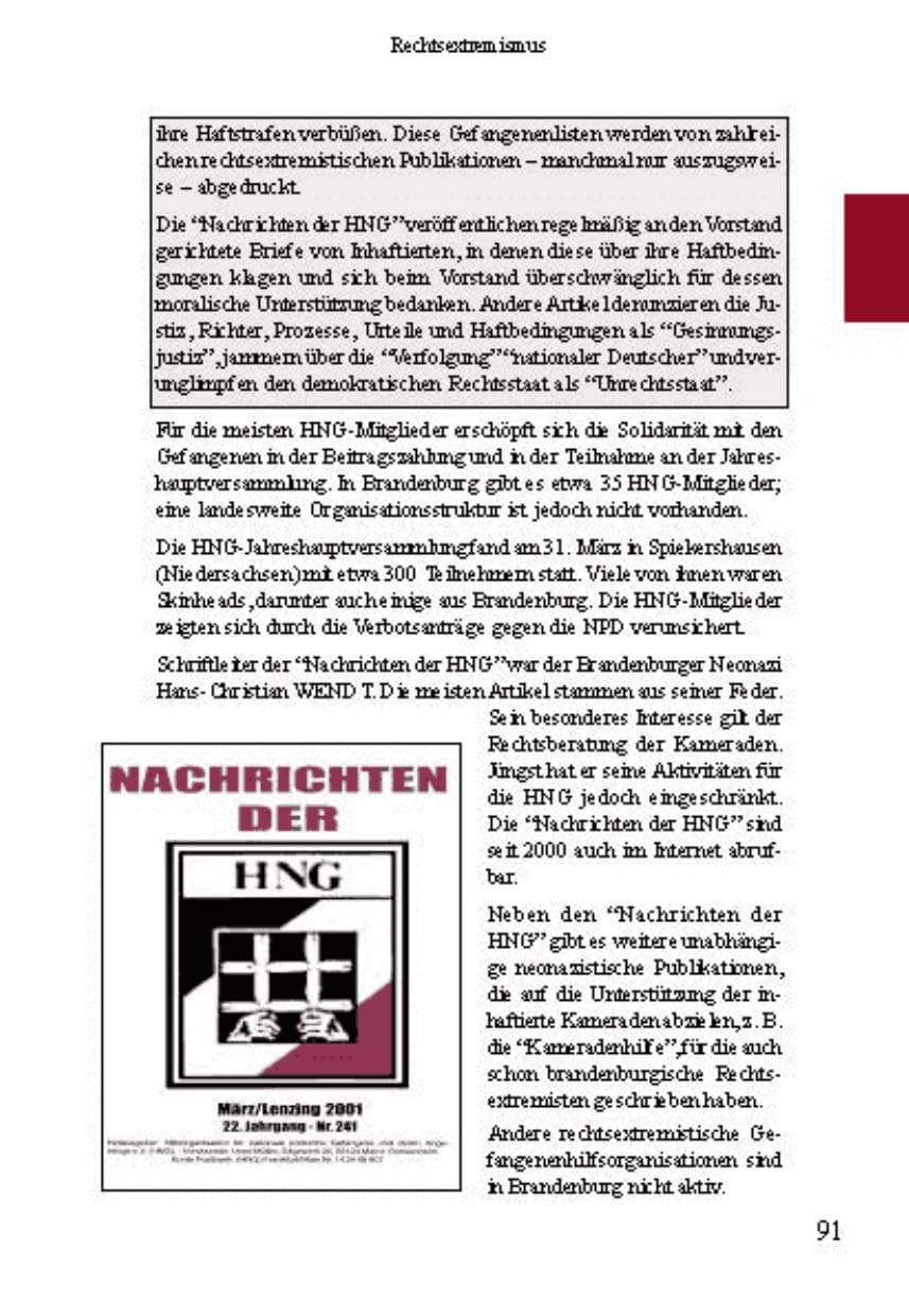 Seite 95 des Verfassungsschutzbericht 2001 Brandenburg