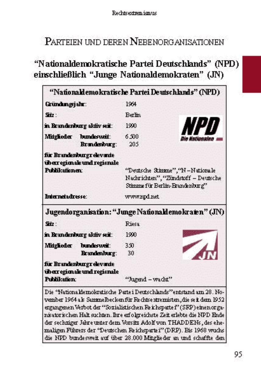 Seite 99 des Verfassungsschutzbericht 2001 Brandenburg
