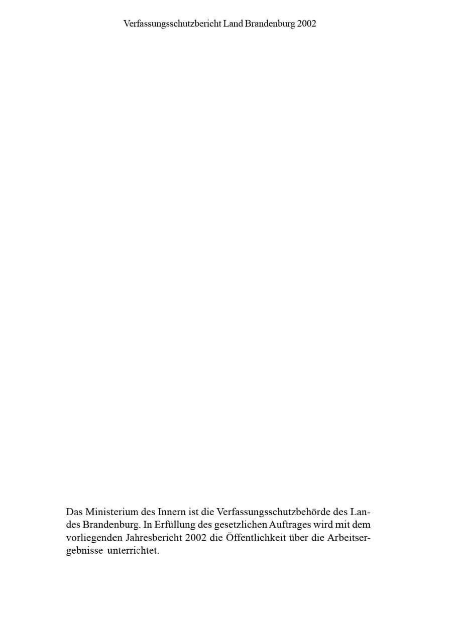 Seite 2 des Verfassungsschutzbericht 2002 Brandenburg