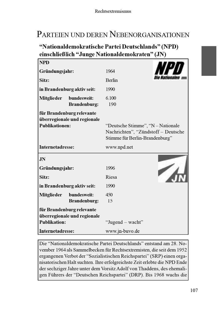 Seite 111 des Verfassungsschutzbericht 2002 Brandenburg
