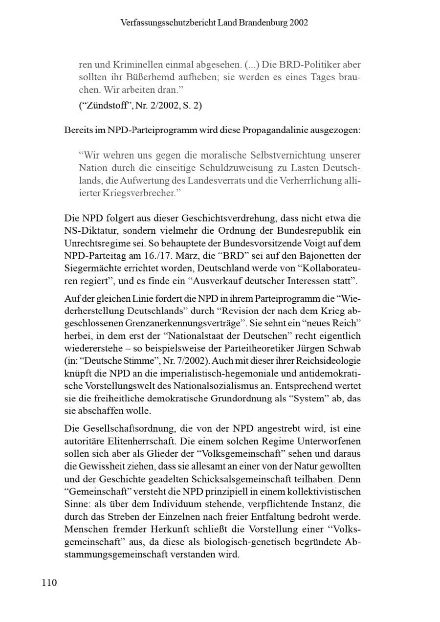 Seite 114 des Verfassungsschutzbericht 2002 Brandenburg