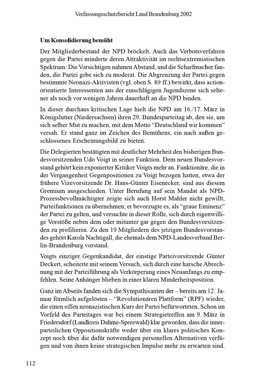 Seite 116 des Verfassungsschutzbericht 2002 Brandenburg