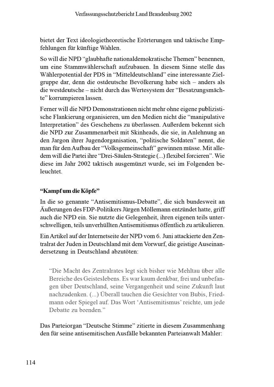 Seite 118 des Verfassungsschutzbericht 2002 Brandenburg