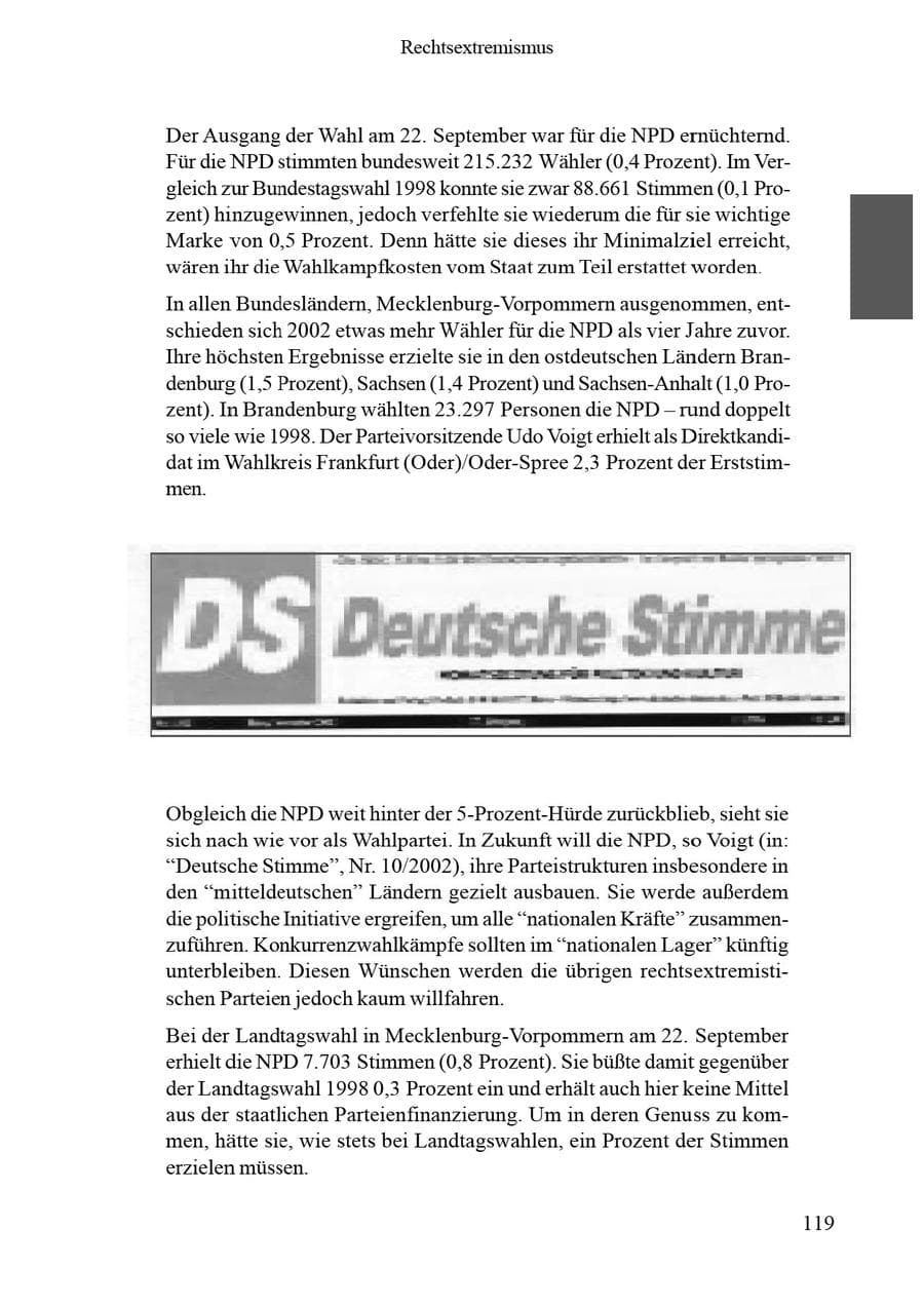 Seite 123 des Verfassungsschutzbericht 2002 Brandenburg