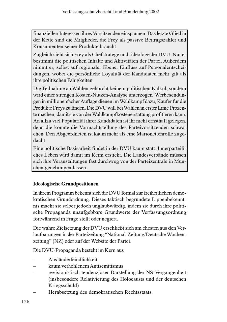 Seite 130 des Verfassungsschutzbericht 2002 Brandenburg