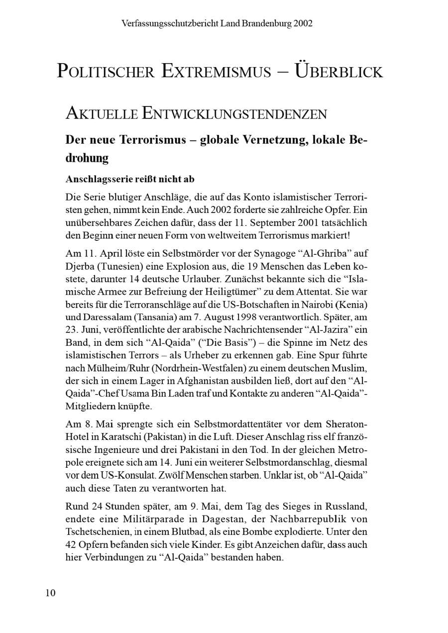 Seite 14 des Verfassungsschutzbericht 2002 Brandenburg