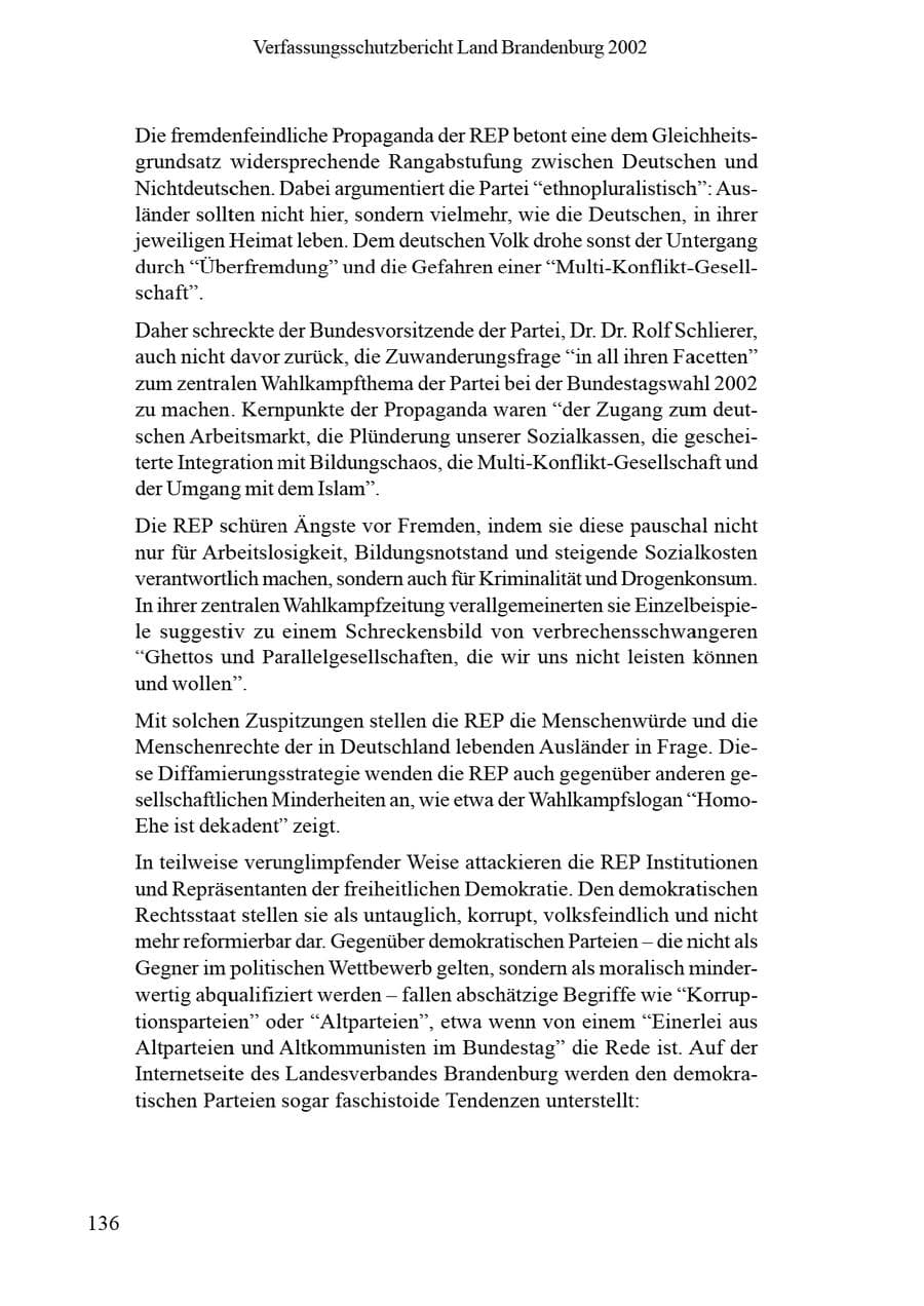 Seite 140 des Verfassungsschutzbericht 2002 Brandenburg