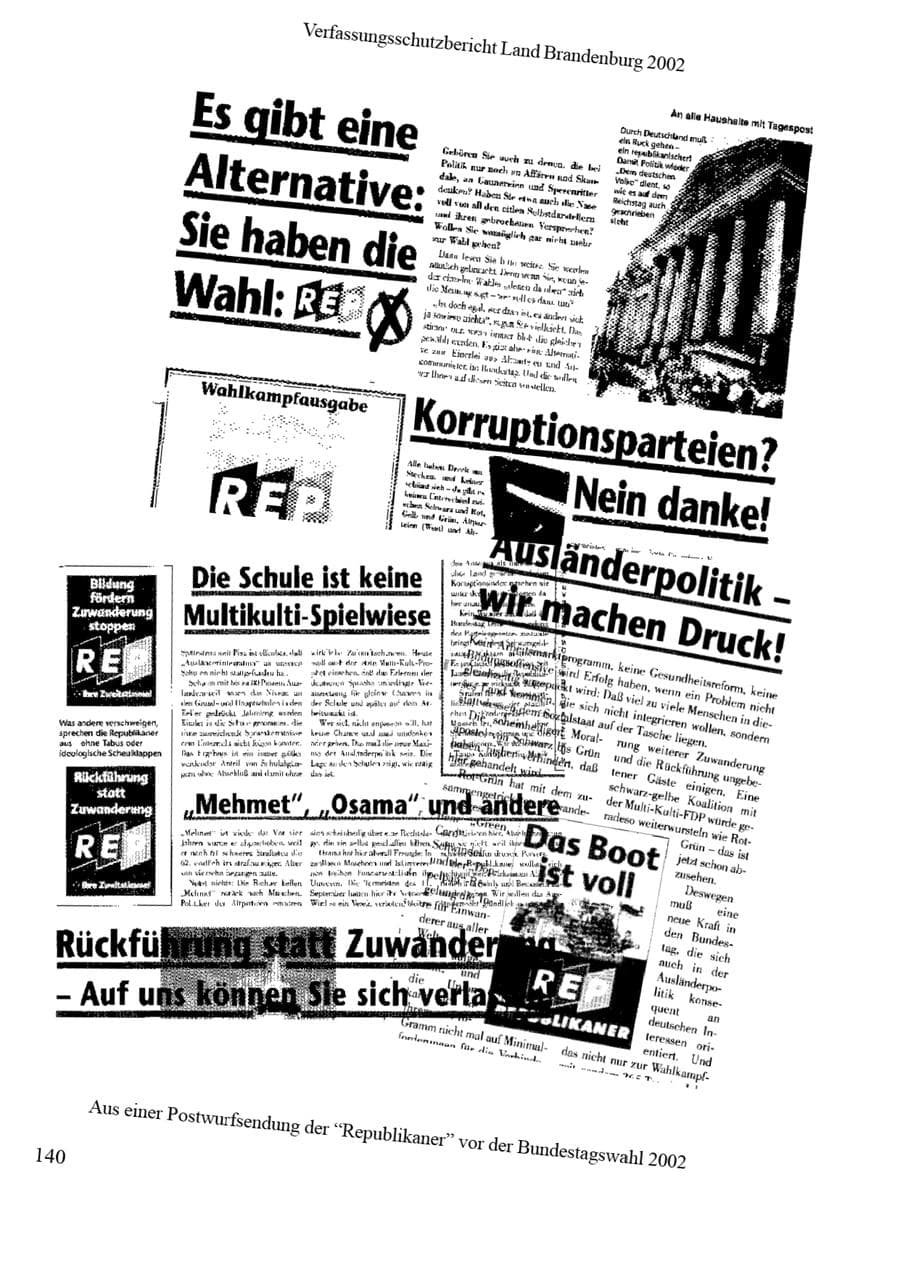 Seite 144 des Verfassungsschutzbericht 2002 Brandenburg