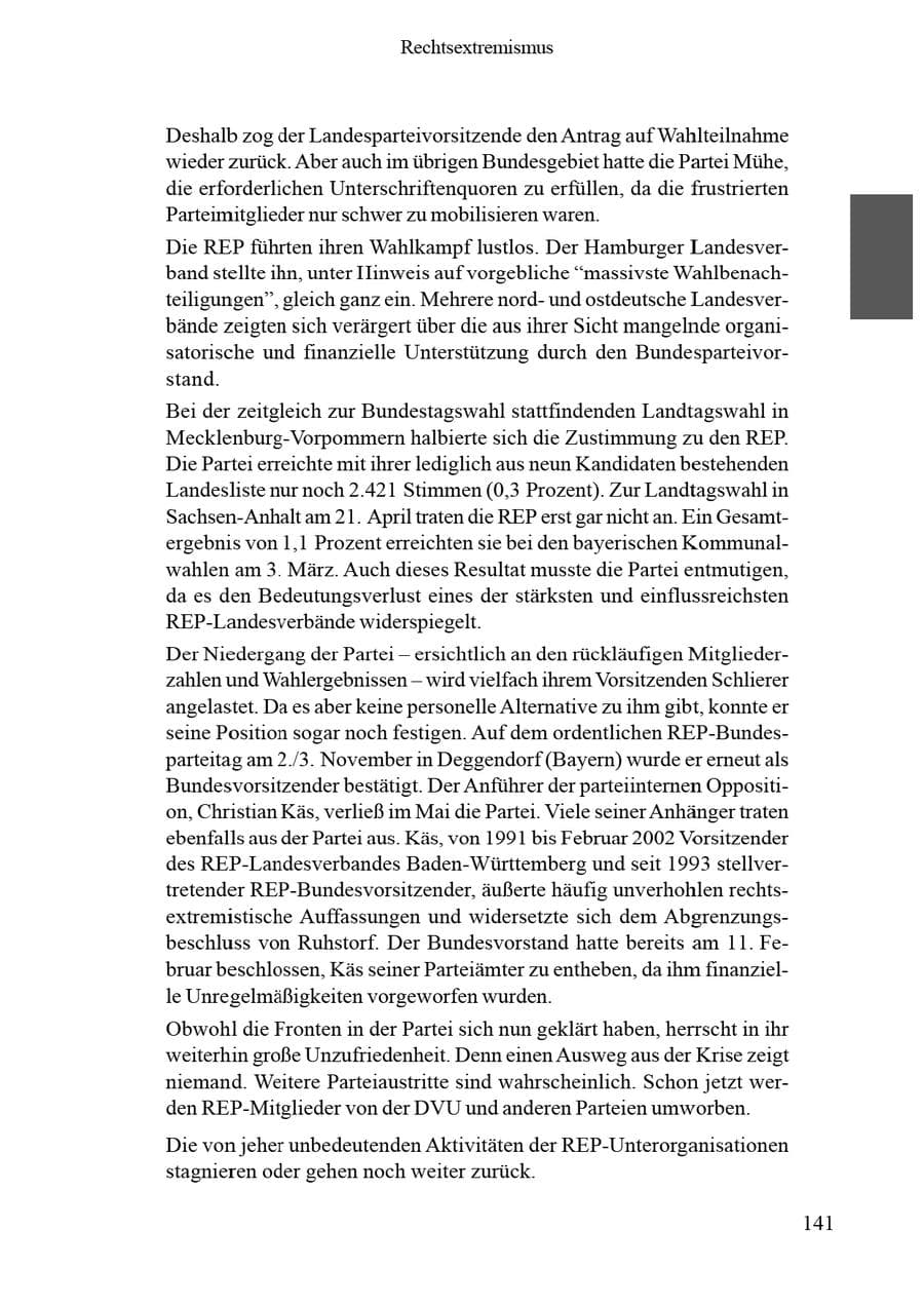 Seite 145 des Verfassungsschutzbericht 2002 Brandenburg