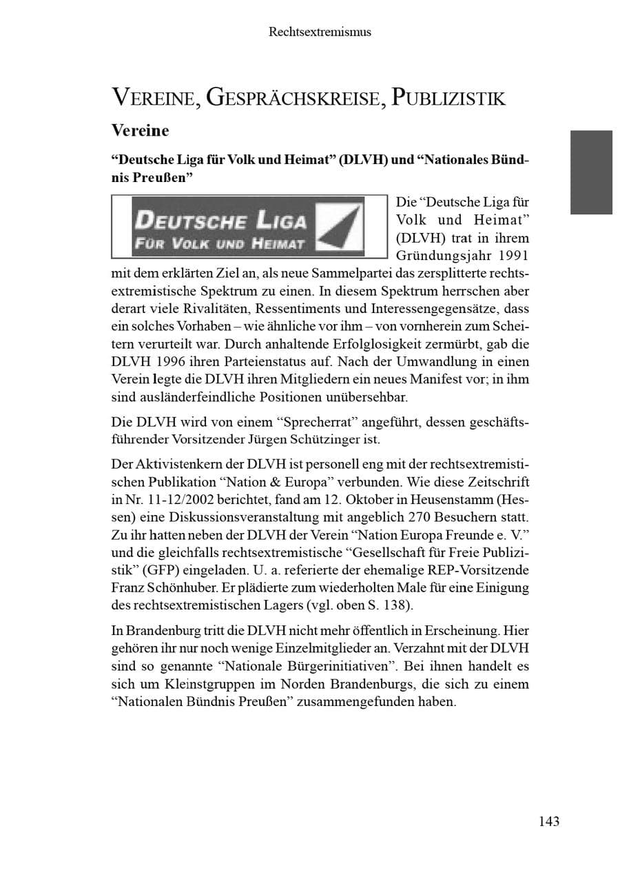 Seite 147 des Verfassungsschutzbericht 2002 Brandenburg