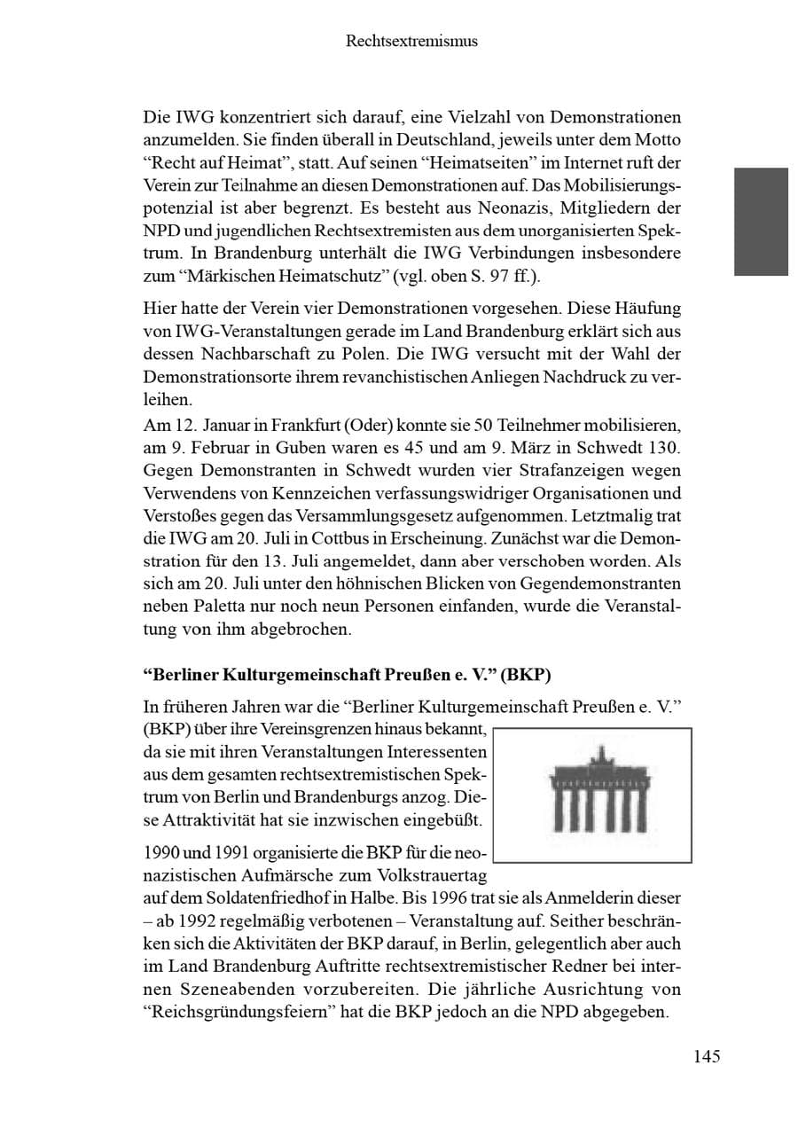 Seite 149 des Verfassungsschutzbericht 2002 Brandenburg