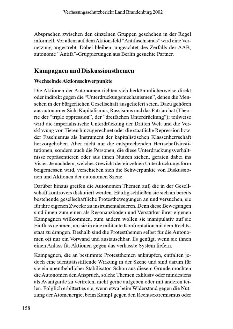 Seite 162 des Verfassungsschutzbericht 2002 Brandenburg