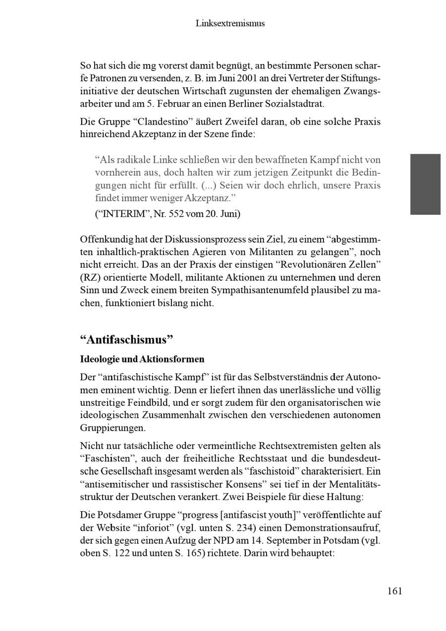 Seite 165 des Verfassungsschutzbericht 2002 Brandenburg
