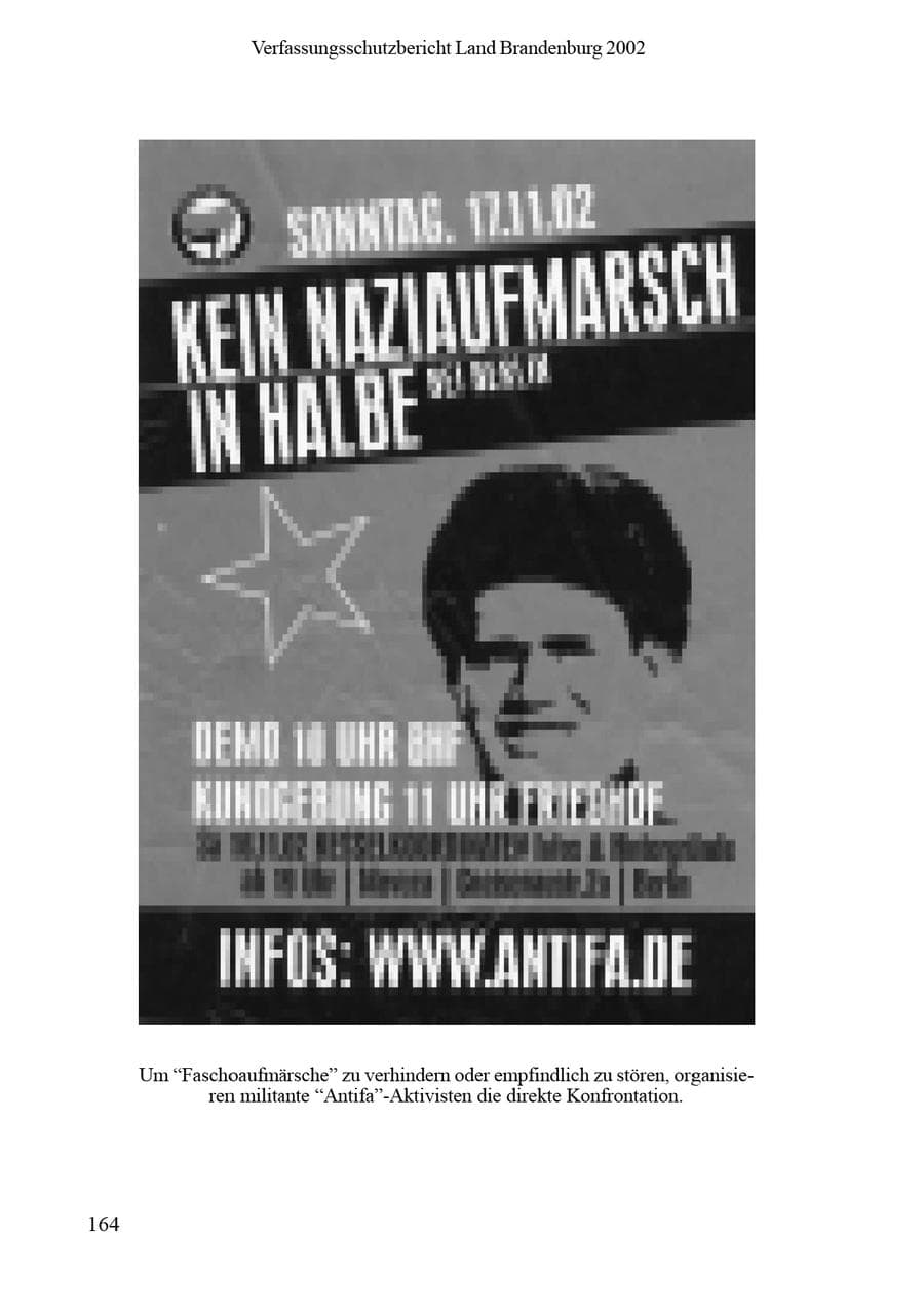 Seite 168 des Verfassungsschutzbericht 2002 Brandenburg
