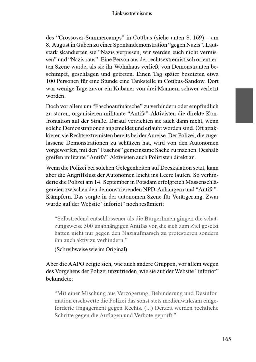 Seite 169 des Verfassungsschutzbericht 2002 Brandenburg